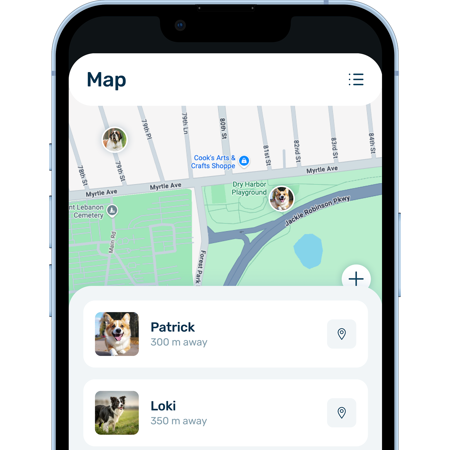 PetsWalk live map screen
