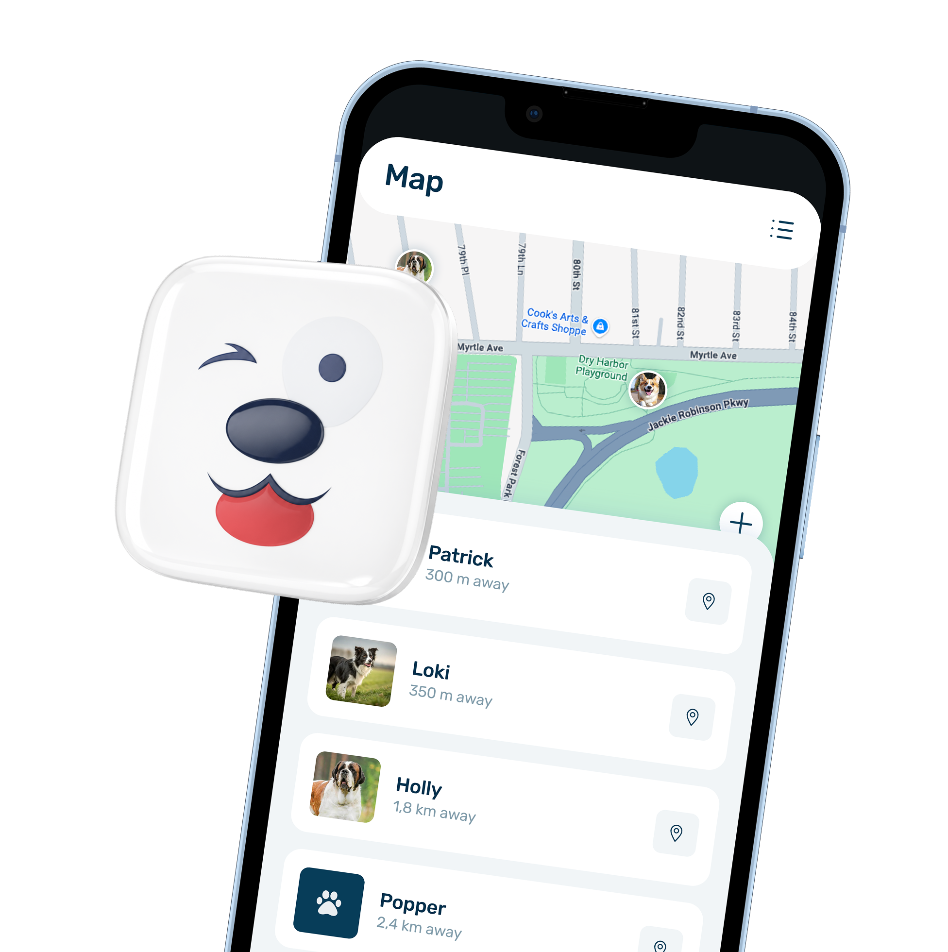 PetsWalk map on an iPhone